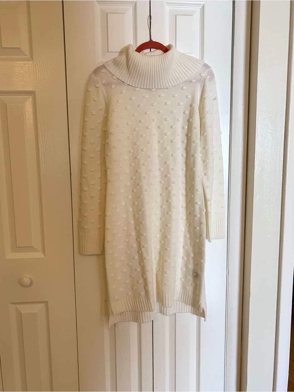 Cream Turtleneck Sweater Dress - Women's Knit Dress
